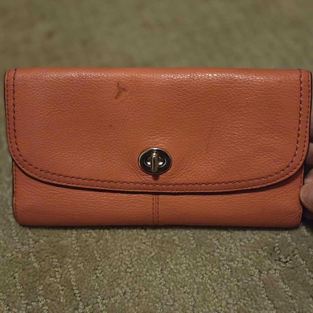 Coach Orange Leather Wallet Classic Design Very Good Condition